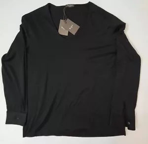 Berluti Men's Black T-shirt-Long Sleeves-Cuffed-U/Scoop Neck- Cotton-52-NEW - Picture 1 of 18