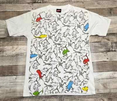 Dr Seuss Shirt Adult Medium White Vintage One Fish Two Fish All Over Print Y2K - Image 1 of 4