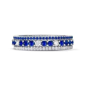 CRISLU SAPPHIRE CZ CLEAR STUNNING CZ STACK SET FINISHED IN PLATINUM-9-ON SALE! - Picture 1 of 1