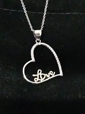 Collar Corazón Amor Acento Diamante MACY'S en Placa de Plata Fina Etiqueta Nuevo con Etiquetas $60 Foto 1 de 4