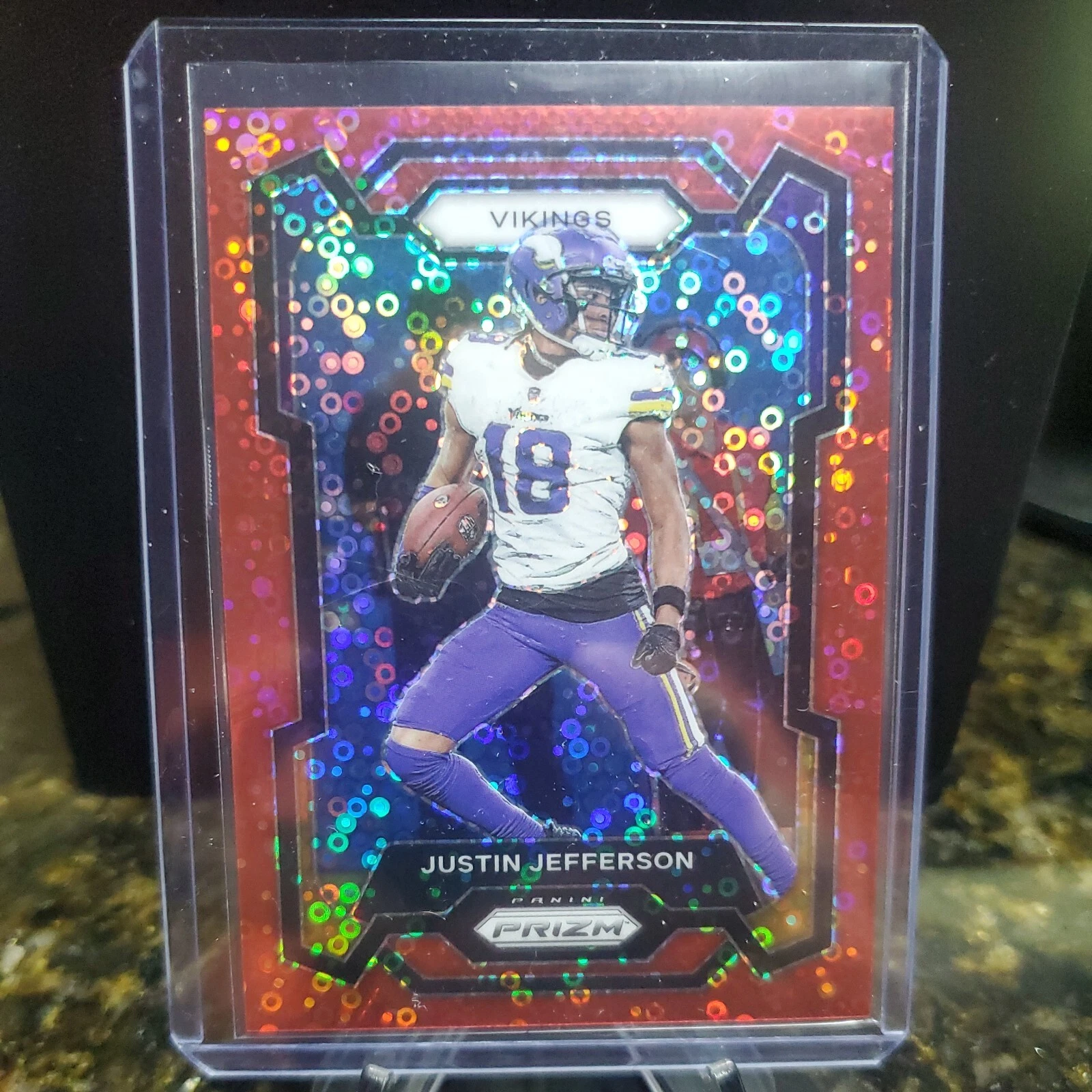 🔥/70 RED DISCO! Justin Jefferson 2023 NFL No Huddle Prizm #195 Min Vikings🔥