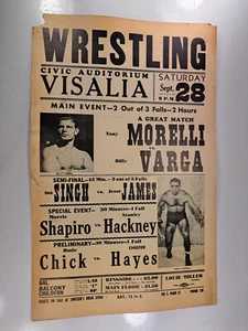 Count Billy Varga Vs. Tony Morrelli, Vintage Wrestling Event Poster 22x14in(S63) - Picture 1 of 11