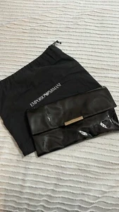 Emporio Armani Black Patent Leather Clutch/Shoulder Bag Detachable Strap - Picture 1 of 13