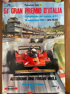 MANIFESTO,51 G.P. ITALY IMOLA 1980 FERRARI F 1 Scheckter VILLENEUVE RACE,AUTO - Picture 1 of 2