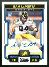 2023 Panini Score Football Base Rookie Auto Sam LaPorta (JE50)