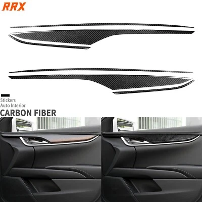 Cubierta de panel de puerta delantera interior de fibra de carbono real 6 piezas para Cadillac XTS 2013-19 Foto 1 de 4