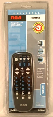 RCA RCU403TV *READ* Universal Remote 3 Components TV/DVD or VCR/CABLE - Image 1 of 3