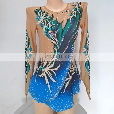 Women Girl Costume Rhythmic Gymnastics Leotard Teens Kids Competition Multicolor - Image 1 of 4