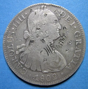 MEXICO 1802 Pillar Dollar 8 reales 90% silver 0.78 ASW JY - Picture 1 of 2