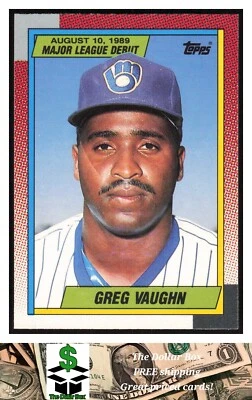 1990 Topps Major League Debut 1989 #128 Greg Vaughn - Milwaukee Brewers - Image 1 of 2