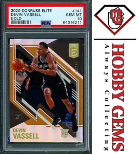 DEVIN VASSELL PSA 10 2020-21 Panini Donruss Elite RC Gold #141 3/10 - Imagen 1 de 2
