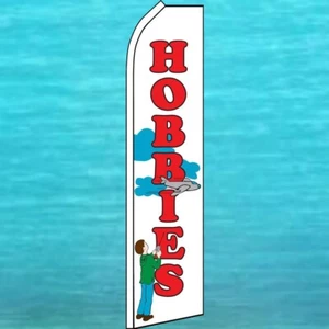 HOBBIES FLUTTER FLAG Tall Curved Top Feather Swooper Banner Advertising Sign - Picture 1 of 5
