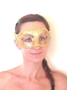 COPPER VENETIAN MASQUERADE BALL MASK CARNIVAL NEW YEAR'S EVE - Picture 1 of 3