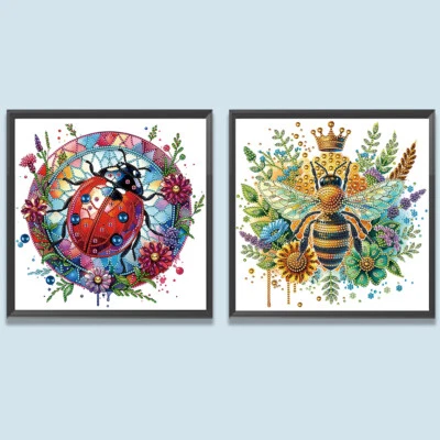 5D DIY Partial Special Shaped Drill Diamond Painting Kit Ladybug Decor Art - image 1 of 4