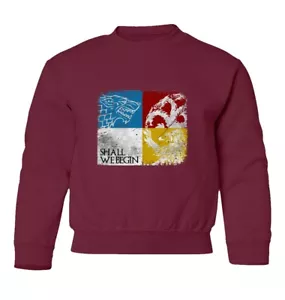 Shall We Begin Thrones GOT Jon Snow Targaryen Best Series Youth Crewneck Sweater - Picture 1 of 5