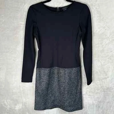 Theory Dress Womens 4 Black Gray Wool Blend Nalani Long Sleeve Stretch Retro - Image 1 of 4