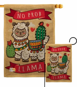 No Prob Llama Burlap Garden Flag Sweet Life Humor Decorative Gift Yard Banner - Picture 1 of 19