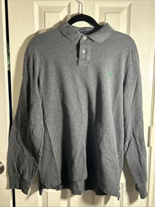 Polo Ralph Lauren Shirt Mens Size L Gray Pony Logo Long Sleeve Classic Fit - Picture 1 of 5