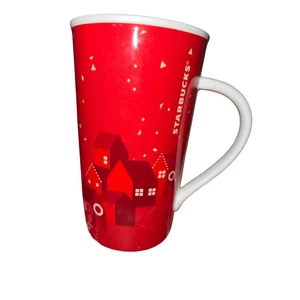 Starbucks Red Christmas Holiday Village Tall 16oz Coffee Tea Mug Holiday - 2013 - Bild 1 von 4