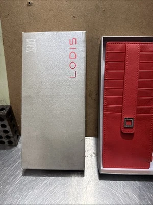 LODIS Indie Apilador Largo Cuero Rojo Billetera Portatarjetas Protección RFID (M) Foto 1 de 4