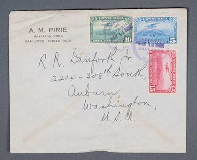 MayfairStamps Коста-Рика 1955 Сан-Хосе в Оберн WA авиапочта чехол aau_58509 - Изображение 1 из 2