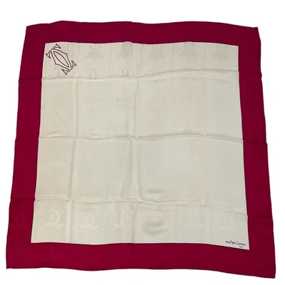 Cartier large silk scarf with logo, cream and red, With box Excellent condition  - Image 1 of 4