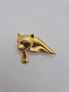 Vintage Brosche goldfarben Katze - Bild 1 von 6