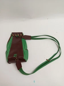 Il Giglio Green and Brown Leather Backpack Bag Made in Italy Vintage - Picture 1 of 7