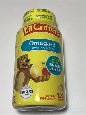 (NUEVO) Suplemento Omega-3 Lil Critters para Cerebro y Ojos 120 Gomitas EXP:1/26 Foto 1 de 4