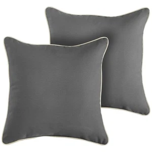 Indoor/Outdoor Corded Pillows, 18" x 18", Grey/Ivory - Picture 1 of 5