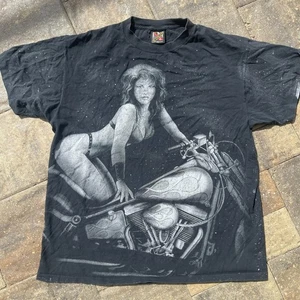 3D Emblem Tee Shirt  Bikini Girl on motorcycle  Size XL   1994 Daytona Bike Week - Picture 1 of 8