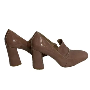 Lewit Blush Patent Leather Block Heel Loafers Women’s Size EUR 38.5 US 8 - Picture 1 of 6