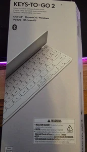 Logitech KEYS-to-GO 2 Portable Bluetooth Tablet Keyboard, Builtin Cover White - Picture 1 of 4