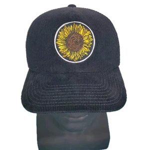 Black Corduroy Sunflower Trucker Hat Outdoor Cap ONEILL hat snapback Adjustable - Picture 1 of 12