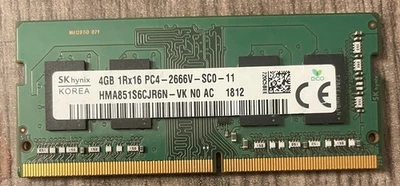 SKHYNIX 4GB SODIMM 1RX16 DDR4 PC4-21300 2666MHZ MEMORY MODULE HMA851S6CJR6N-1 - Image 1 of 3