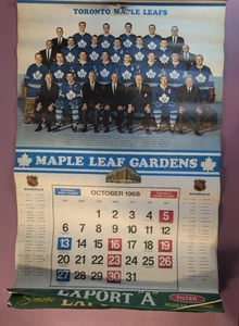 Calendario de hockey vintage 1968-69 Maple Leaf Gardens NHL exportación A - Imagen 1 de 9