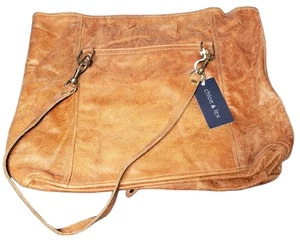 NEW Chloe & Lex Distressed Brown Leather M-9935 Large Shoulder Tote Bag NWT - Picture 1 of 22