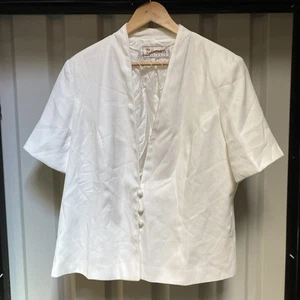 Roman Originals White Short Sleeved Collarless Jacket Blazer Size 22 - Picture 1 of 8