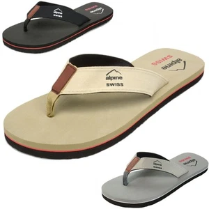 Alpine Swiss Mens Flip Flops Lightweight Thong Sandals Beach Slides EVA Sole - Picture 1 of 52