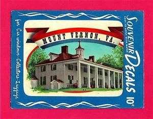 G Washington Mansion Mt Vernon Va 1951 Meyercord Decal - Picture 1 of 1