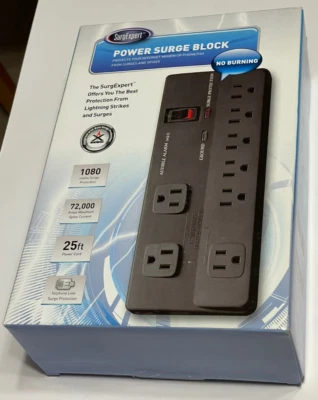 SurgExpert Power Surge Block 1080 Joules 25ft cord (112 0178) *NEW* - Image 1 of 4