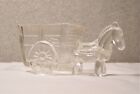 Donkey Mule Horse Pulling Cart Clear Glass Salt Toothpick Candy Holder Vintage 