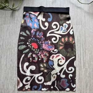 Animapop Italy Reversible Skirt 32" W Midi Floral Stretch Waistband Boho Festive - Picture 1 of 5