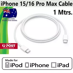 Original 60W USB-C Charge Cable Fast Charger Lead for iPhone 15/16 Pro Max - Picture 1 of 6