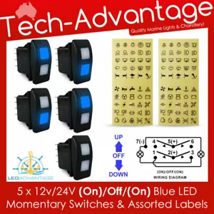 5 interruptores momentáneos (encendido)/apagado/(encendido) cabrestante de anclaje ventanas estilo Carling de 12 V ~ 24 V - Imagen 1 de 9