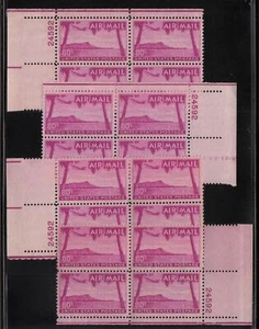 1952 Airmail Sc C46 80c Hawaii matched plate blocks MNH 24592 Durland CV $100 - Picture 1 of 1