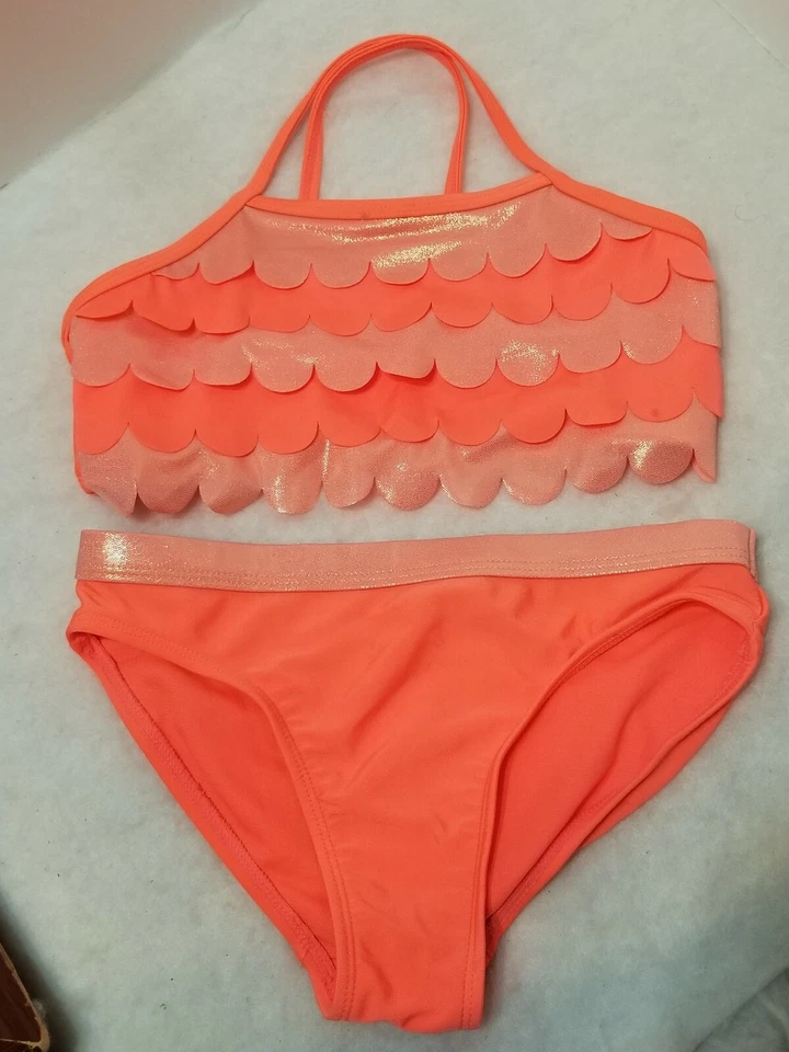 WONDER NATION CHILD GIRLS TANKINI PEACH ORANGE SWIMSUIT SIZE MEDIUM 7 / 8 - Image 1 of 4