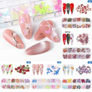Nail Art Sequins Laser Holographic Flakes Glitter Foils 12 Colors 3D Butterfly - Picture 1 of 18