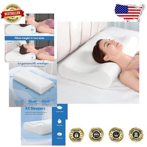 Two-Height 32" Cervical Memory Foam Pillow for Side, Back, and Stomach Sleepers - Picture 1 of 9