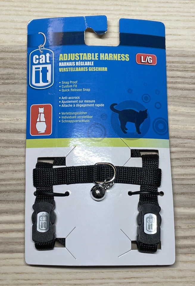 Catit Nylon Adjustable Cat Harness, Large, Black NWT - Image 1 of 2